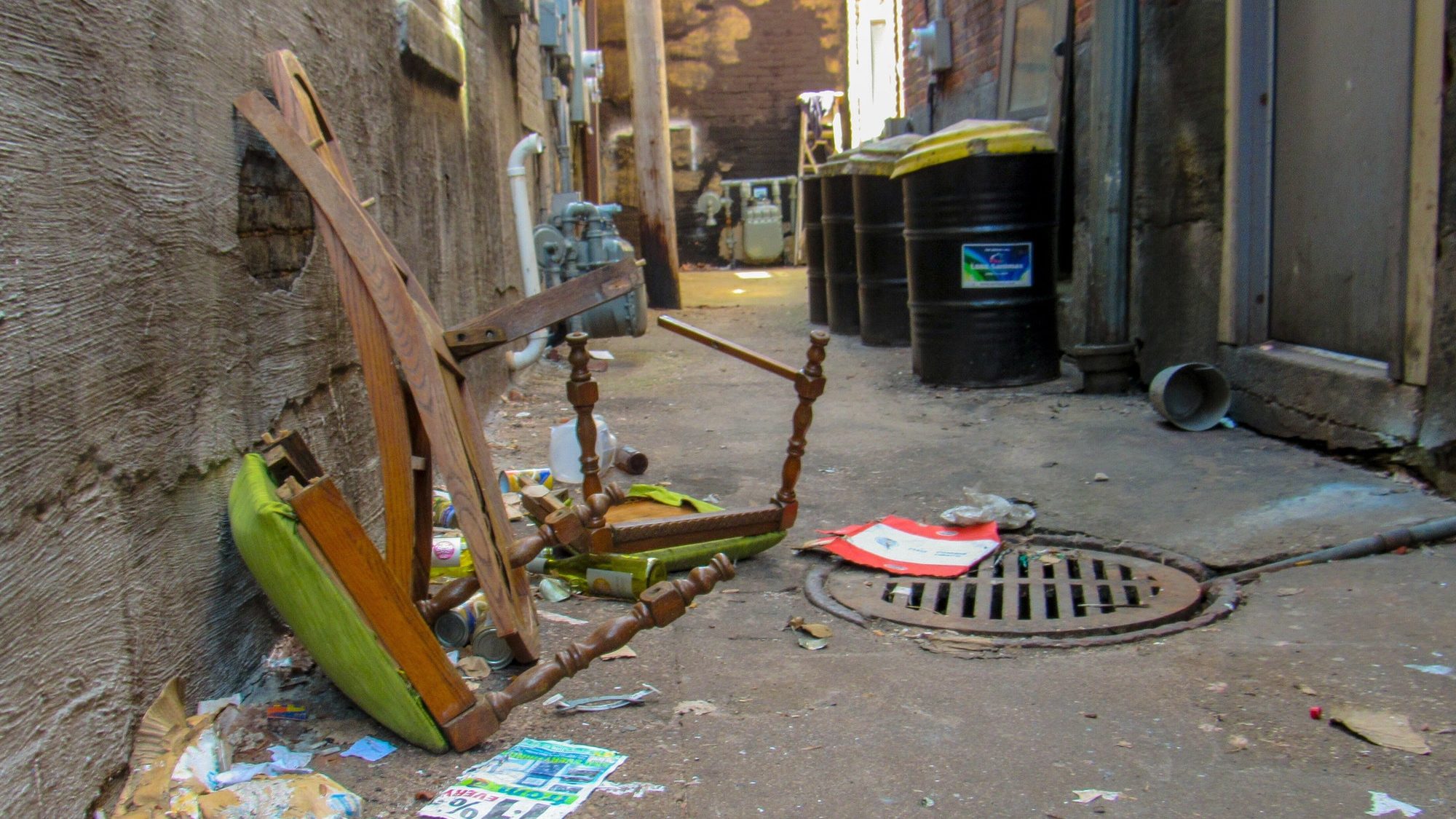 Discarded trash and broken furniture